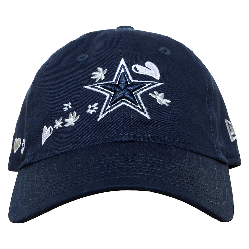Casquette ajustable 9TWENTY New Era Dallas Cowboys Flowers bleu marine pour jeune