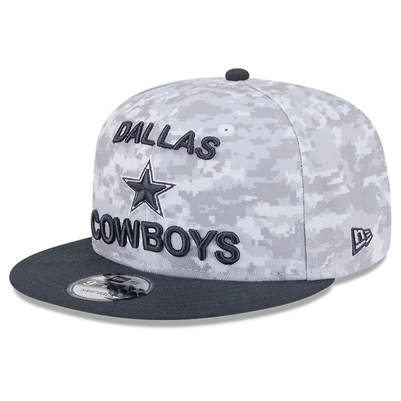 Youth New Era White/Graphite Dallas Cowboys 2024 Salute To Service 9FIFTY Snapback Hat