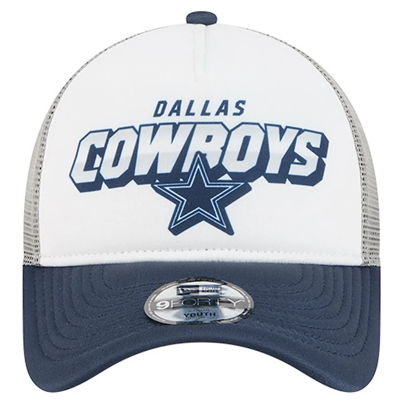 Youth New Era White/Navy Dallas Cowboys Streak 9FORTY A-Frame Adjustable Hat
