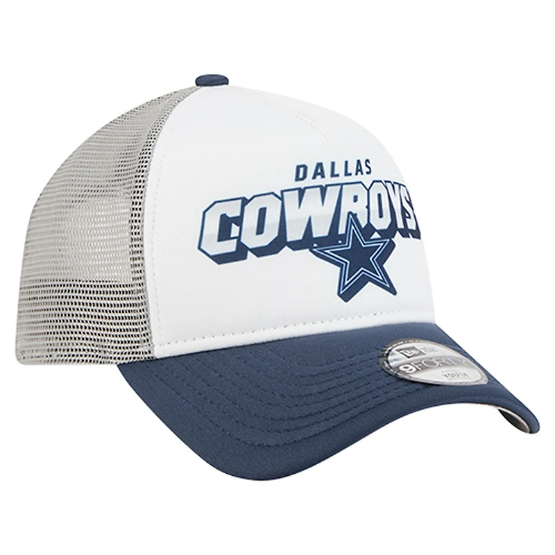 Youth New Era White/Navy Dallas Cowboys Streak 9FORTY A-Frame Adjustable Hat