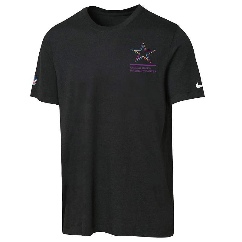 T-shirt Nike noir Dallas Cowboys 2025 NFL Crucial Catch pour jeunes, en tissu Dri-FIT Tri-Blend.