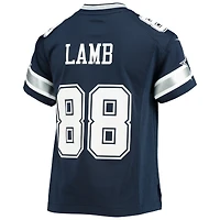 Maillot de jeu joueur Nike CeeDee Lamb Navy Dallas Cowboys pour jeune