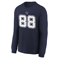 T-shirt à manches longues Nike CeeDee Lamb bleu marine pour jeune, avec nom et numéro du joueur des Cowboys de Dallas