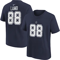 T-shirt de performance avec nom et numéro joueur des Dallas Cowboys Nike CeeDee Lamb Navy pour jeune