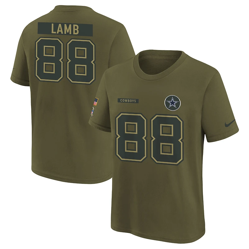 Youth Nike CeeDee Lamb Olive Dallas Cowboys 2025 Salute to Service Name & Number T-Shirt