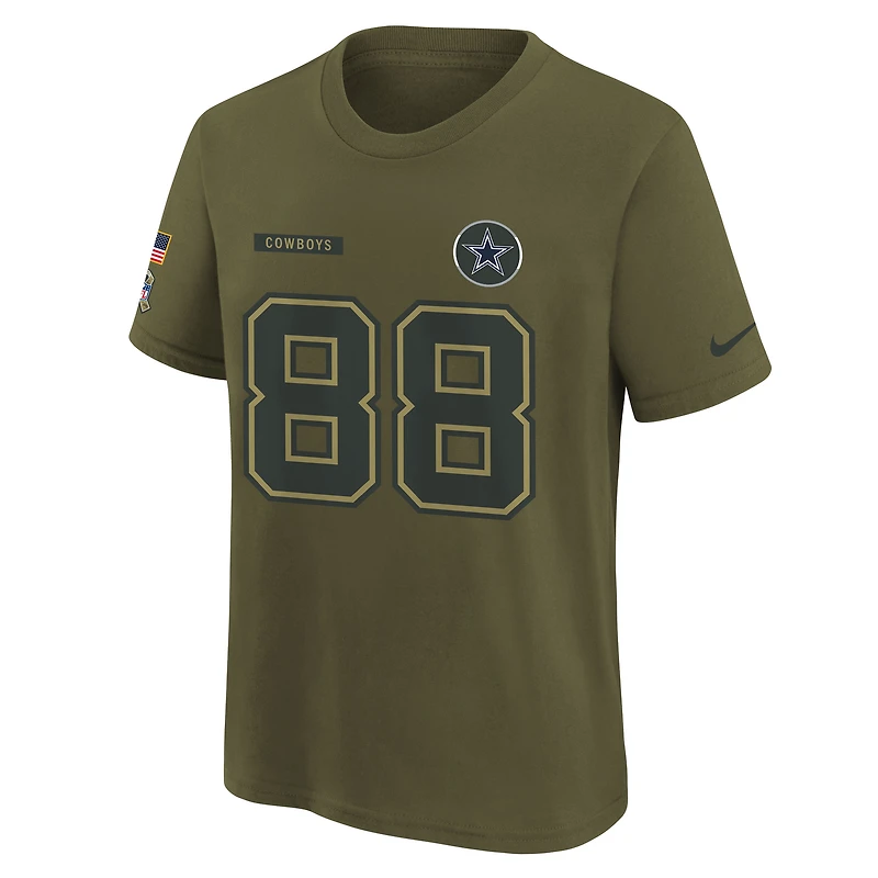 T-shirt Nike CeeDee Lamb Olive Dallas Cowboys 2025 Salute to Service avec nom et numéro