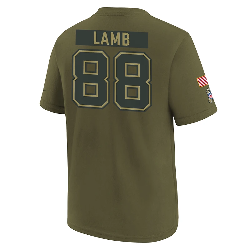 Youth Nike CeeDee Lamb Olive Dallas Cowboys 2025 Salute to Service Name & Number T-Shirt