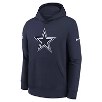 Youth Nike  College Navy Dallas Cowboys 2025 Sideline Club Fleece Hoodie