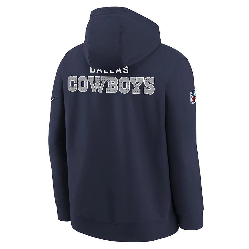 Youth Nike  College Navy Dallas Cowboys 2025 Sideline Club Fleece Hoodie