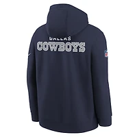 Youth Nike  College Navy Dallas Cowboys 2025 Sideline Club Fleece Hoodie
