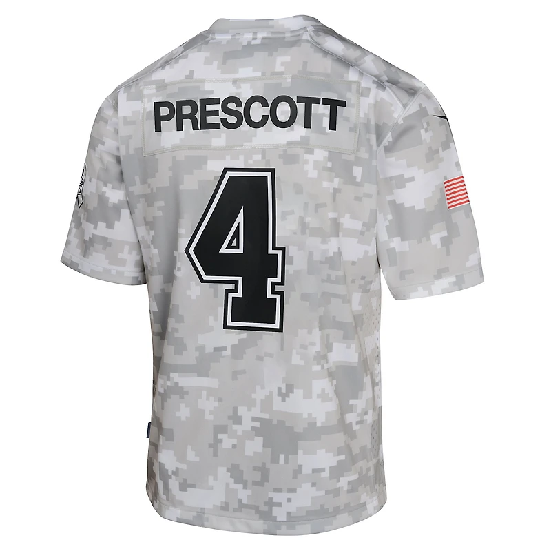 Youth Nike Dak Prescott Arctic Camo Dallas Cowboys 2024 Salute to Service Game Jersey