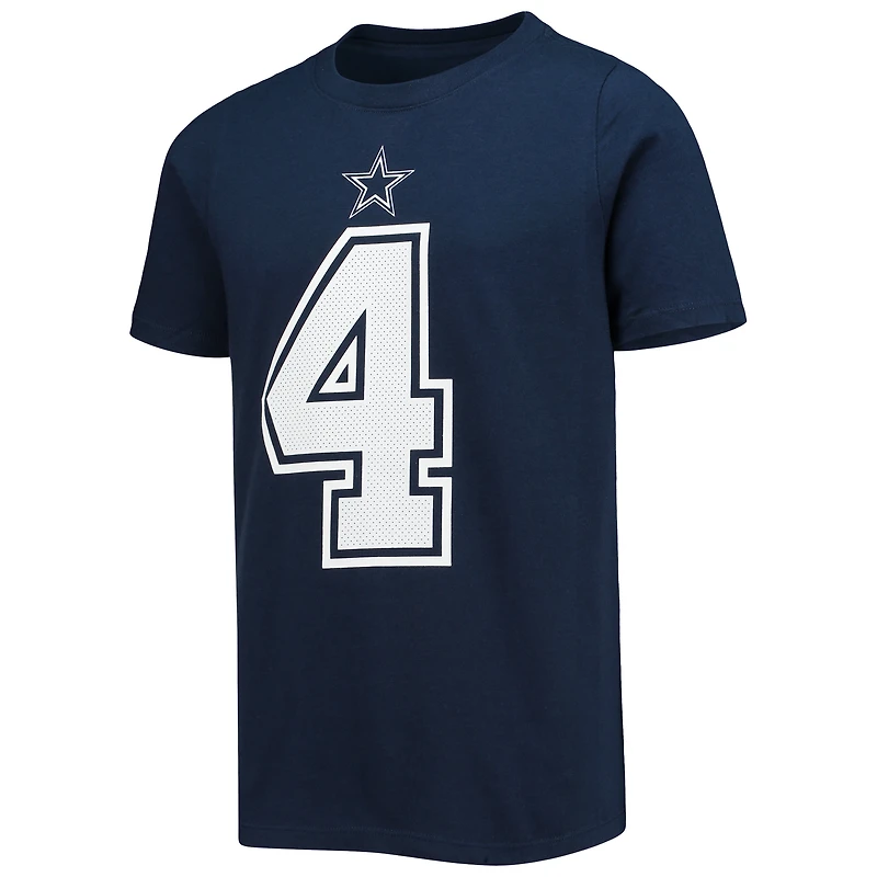 T-shirt avec nom et numéro de joueur l'équipe Nike Dak Prescott bleu marine des Dallas Cowboys