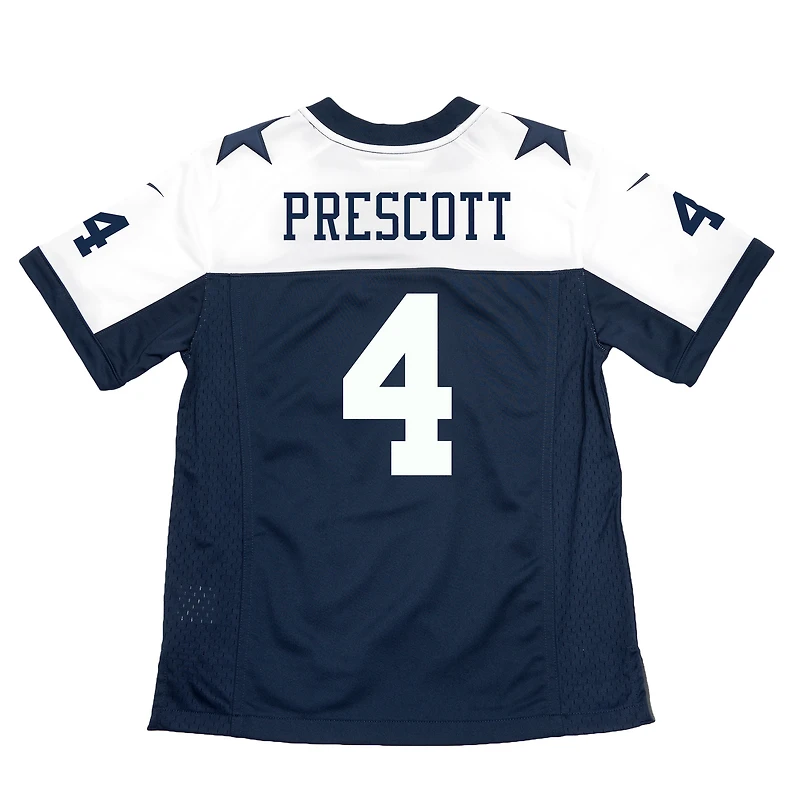 Maillot de match Nike Dak Prescott pour jeunes, bleu marine, Dallas Cowboys