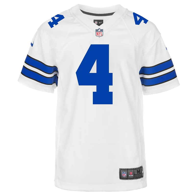 Maillot de jeu Dallas Cowboys Nike Dak Prescott blanc pour jeune