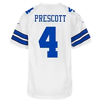 Maillot de jeu Dallas Cowboys Nike Dak Prescott blanc pour jeune