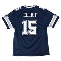 Maillot de match Nike Ezekiel Elliott bleu marine pour jeunes des Cowboys Dallas