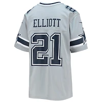 Maillot de match inversé Nike Ezekiel Elliott argenté des Dallas Cowboys pour jeunes