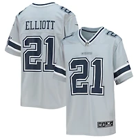 Maillot de match inversé Nike Ezekiel Elliott argenté des Dallas Cowboys pour jeunes