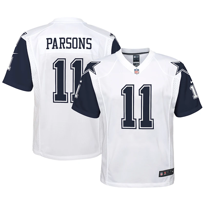 Maillot de jeu alternatif Nike Micah Parsons pour jeunes des Dallas Cowboys, blanc