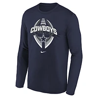 T-shirt Nike bleu marine Dallas Cowboys Primetime Legend Icon à manches longues pour jeune