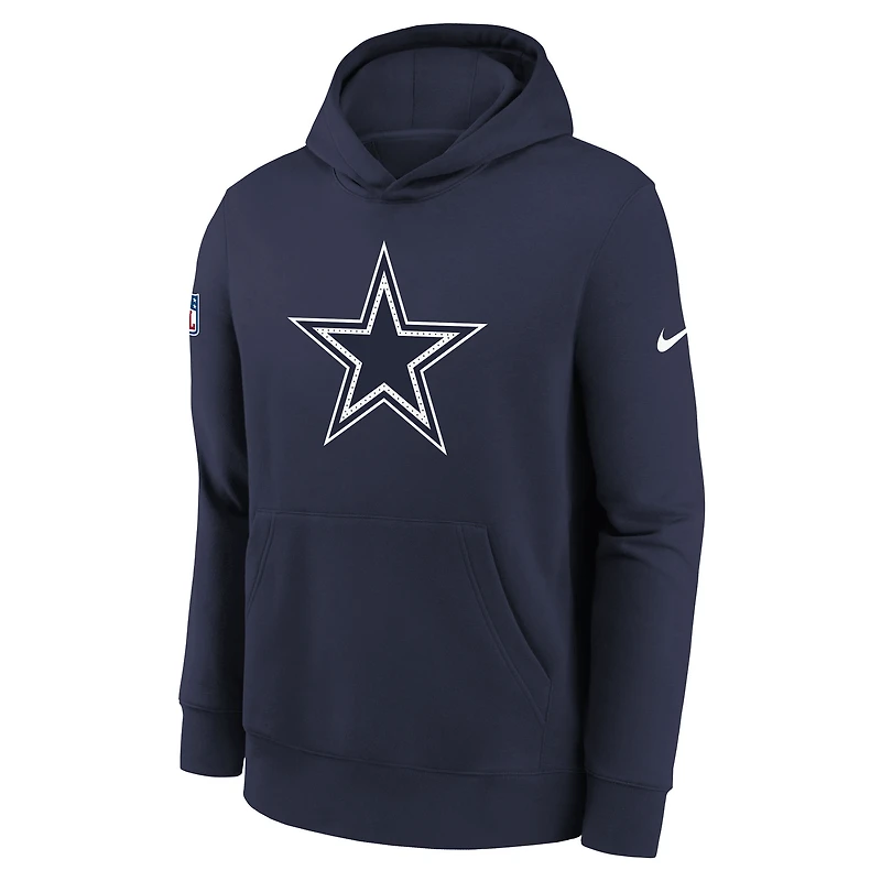 Youth Nike Navy Dallas Cowboys Sideline Club Fleece Hoodie