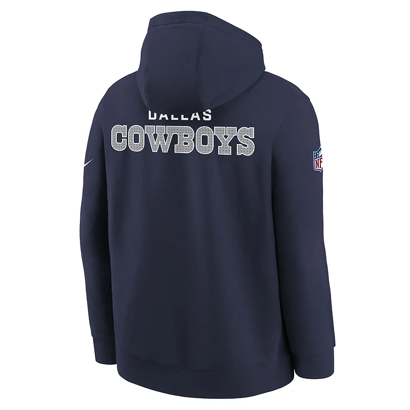 Youth Nike  Navy Dallas Cowboys Sideline Club Fleece Hoodie