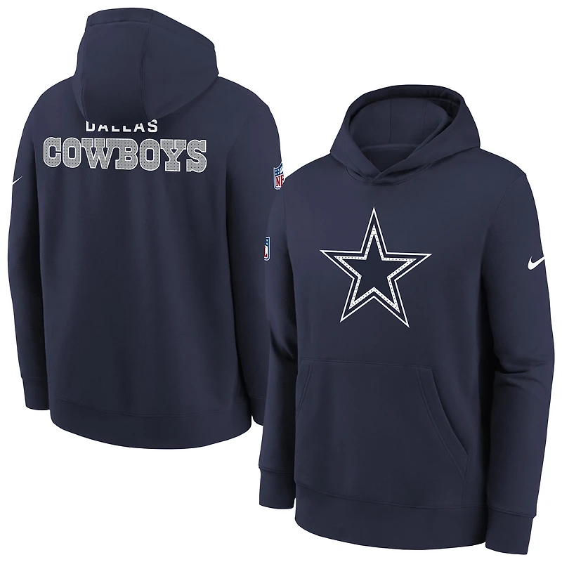 Youth Nike Navy Dallas Cowboys Sideline Club Fleece Hoodie