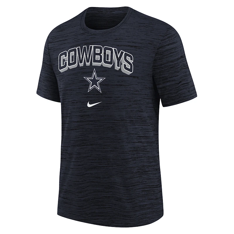 T-shirt Nike bleu marine pour jeune Dallas Cowboys Sideline Velocity Performance