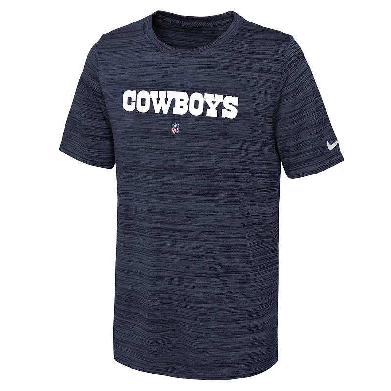 Youth Nike Navy Dallas Cowboys Team Sideline Velocity Performance T-Shirt