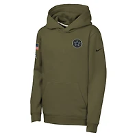 Youth Nike Olive Dallas Cowboys 2025 Salute to Service Club Fleece Hoodie