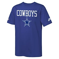 T-shirt Nike Royal Dallas Cowboys 2025 Sideline Dri-FIT pour jeune