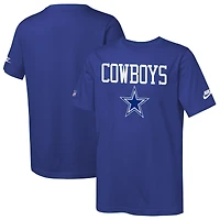 T-shirt Nike Royal Dallas Cowboys 2025 Sideline Dri-FIT pour jeune