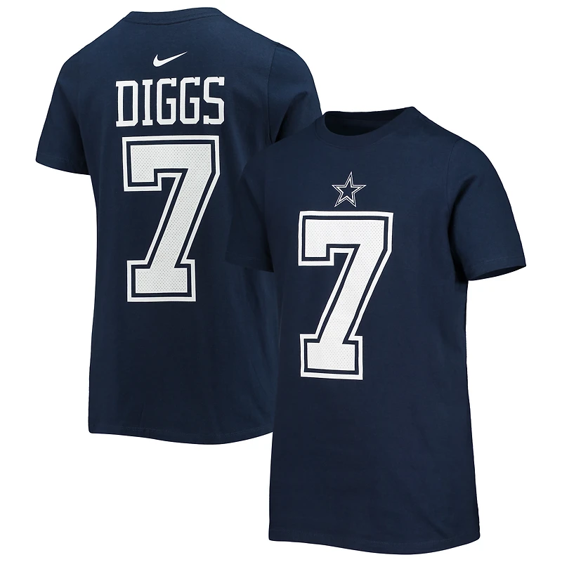 T-shirt avec nom et numéro de joueur des Dallas Cowboys Nike Trevon Diggs bleu marine pour jeune