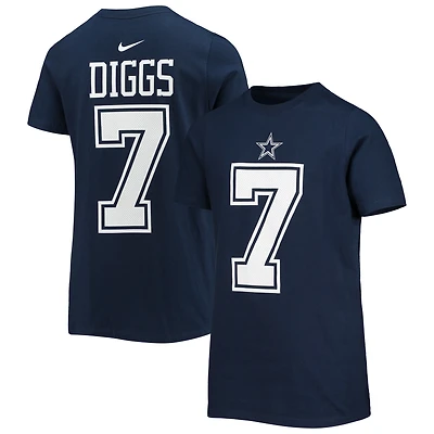 T-shirt avec nom et numéro de joueur des Dallas Cowboys Nike Trevon Diggs bleu marine pour jeune