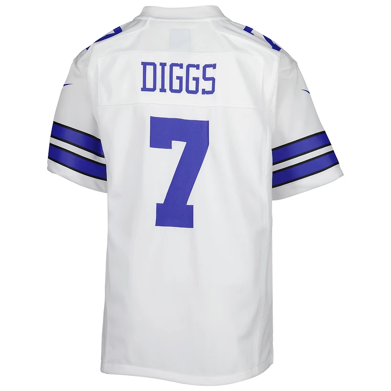 Maillot de match Nike Trevon Diggs blanc pour enfant des Dallas Cowboys