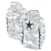 Youth Nike White/Gray Dallas Cowboys 2024 Salute To Service Pullover Hoodie