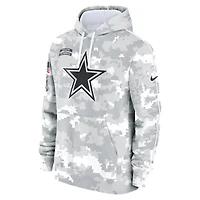 Youth Nike White/Gray Dallas Cowboys 2024 Salute To Service Pullover Hoodie