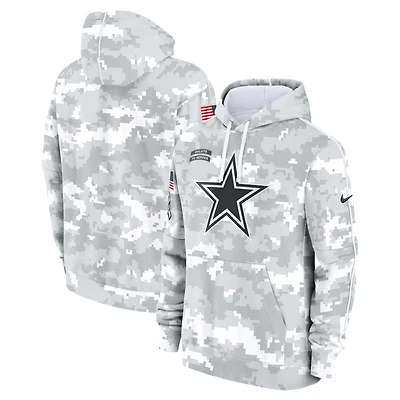Youth Nike White/Gray Dallas Cowboys 2024 Salute To Service Pullover Hoodie