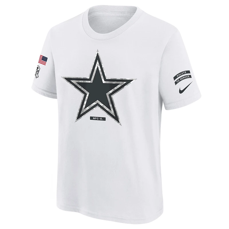Youth Nike White Dallas Cowboys 2024 Salute To Service T-Shirt