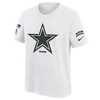 Youth Nike White Dallas Cowboys 2024 Salute To Service T-Shirt