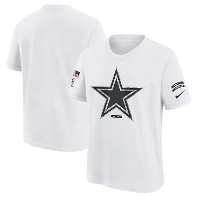 T-shirt Nike blanc Dallas Cowboys 2024 Salute To Service pour jeunes