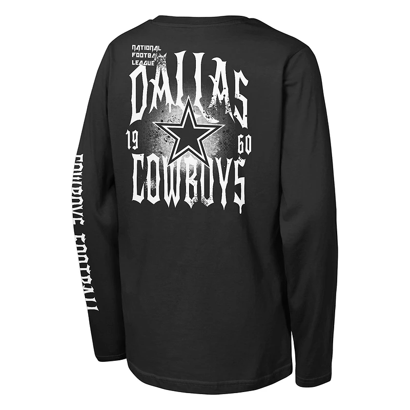 Youth Outerstuff Black Dallas Cowboys Rumble Long Sleeve T-Shirt