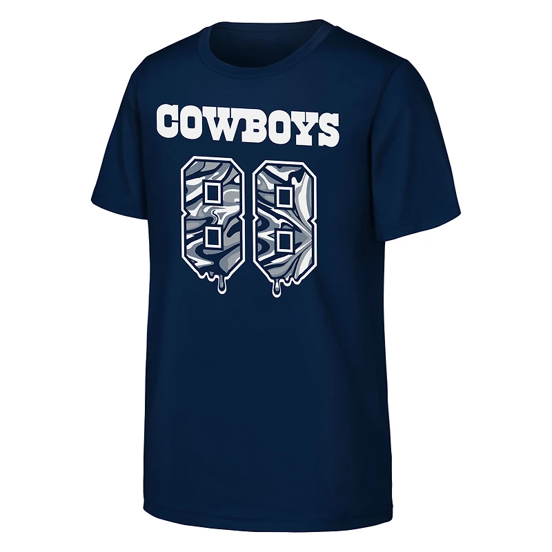 T-shirt bleu marine CeeDee Lamb des Cowboys de Dallas avec nom et numéro joueur Mainliner Drip