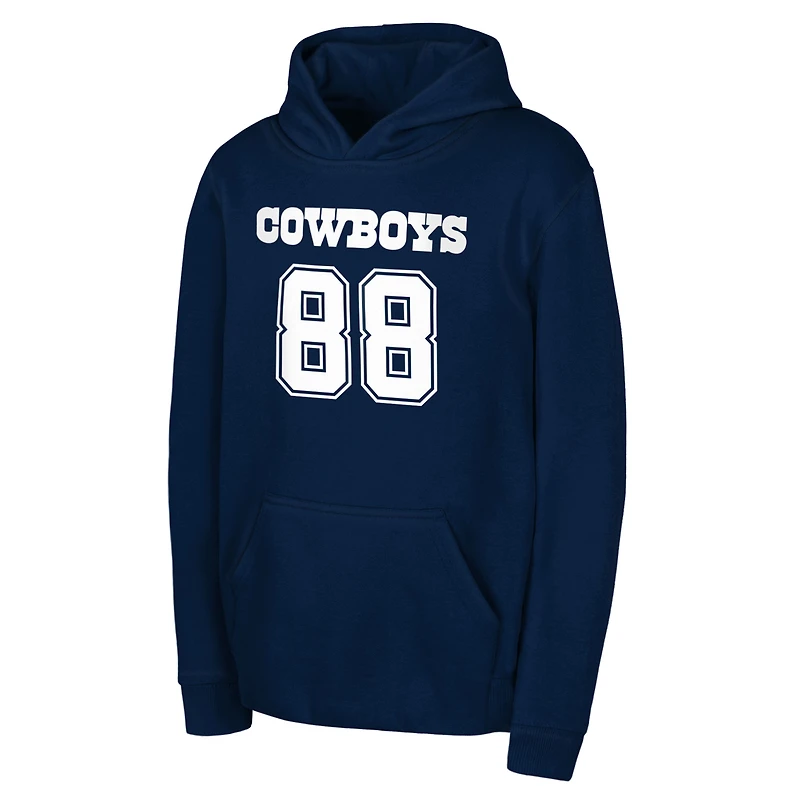 Sweat à capuche bleu marine CeeDee Lamb pour jeunes, avec nom et numéro de joueur des Cowboys Dallas Mainliner