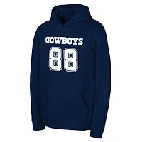 Sweat à capuche bleu marine CeeDee Lamb pour jeunes, avec nom et numéro de joueur des Cowboys Dallas Mainliner