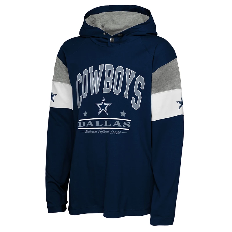 T-shirt à capuche manches longues pour jeunes Outerstuff College Navy Dallas Cowboys The Champs Back