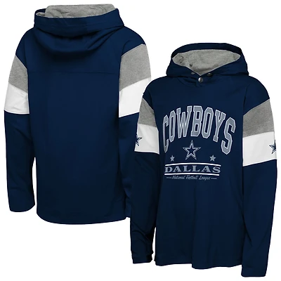 T-shirt à capuche manches longues pour jeunes Outerstuff College Navy Dallas Cowboys The Champs Back