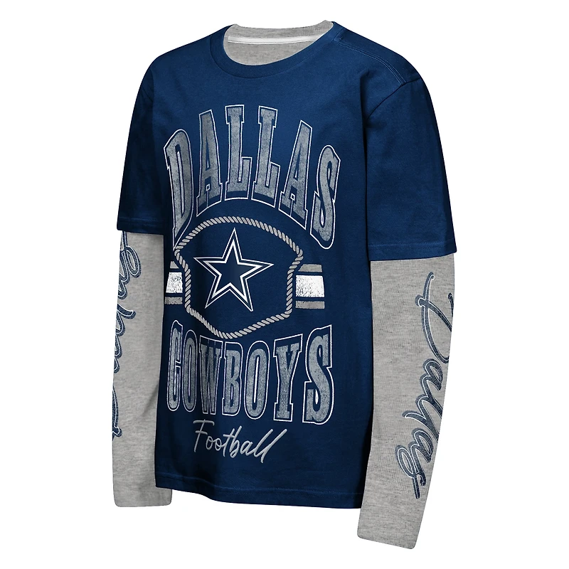 T-shirt combo 3-en-1 Outerstuff bleu marine/argent Dallas Cowboys The Mix 2.0 pour jeunes