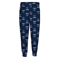 Ensemble de nuit Youth Outerstuff bleu marine avec t-shirt à manches longues et pantalon imprimé Dallas Cowboys