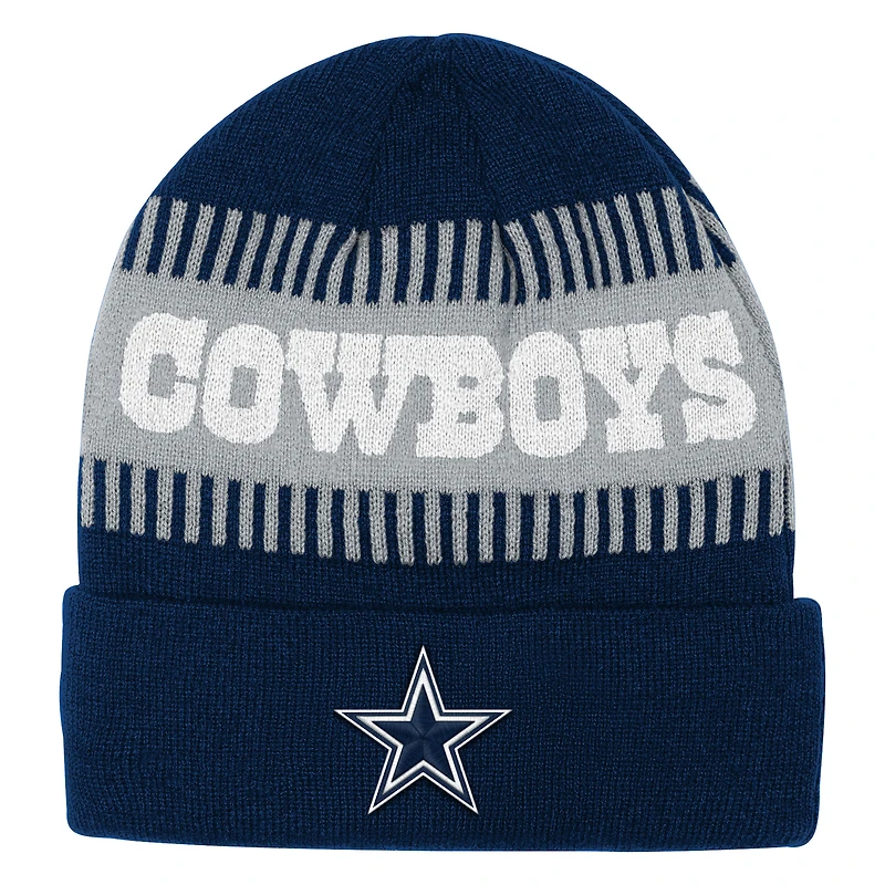Bonnet en tricot à revers Bright Lights bleu marine des Cowboys de Dallas pour jeunes Outerstuff